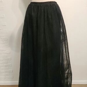 VINTAGE CAROLE LITTLE BLACK MAXI SKIRT TULLE OVERLAY LINED PARTY WOMENS 10